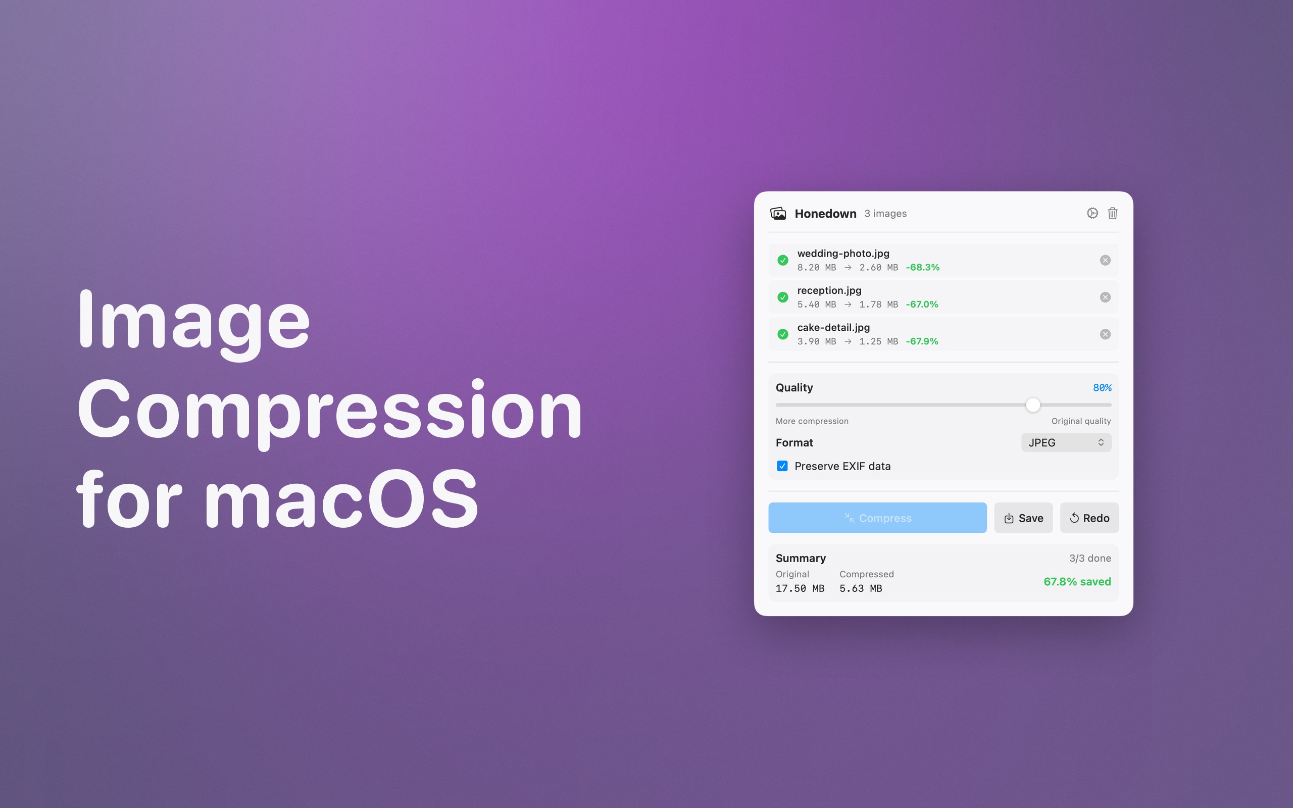 Honedown, image compression for macOS