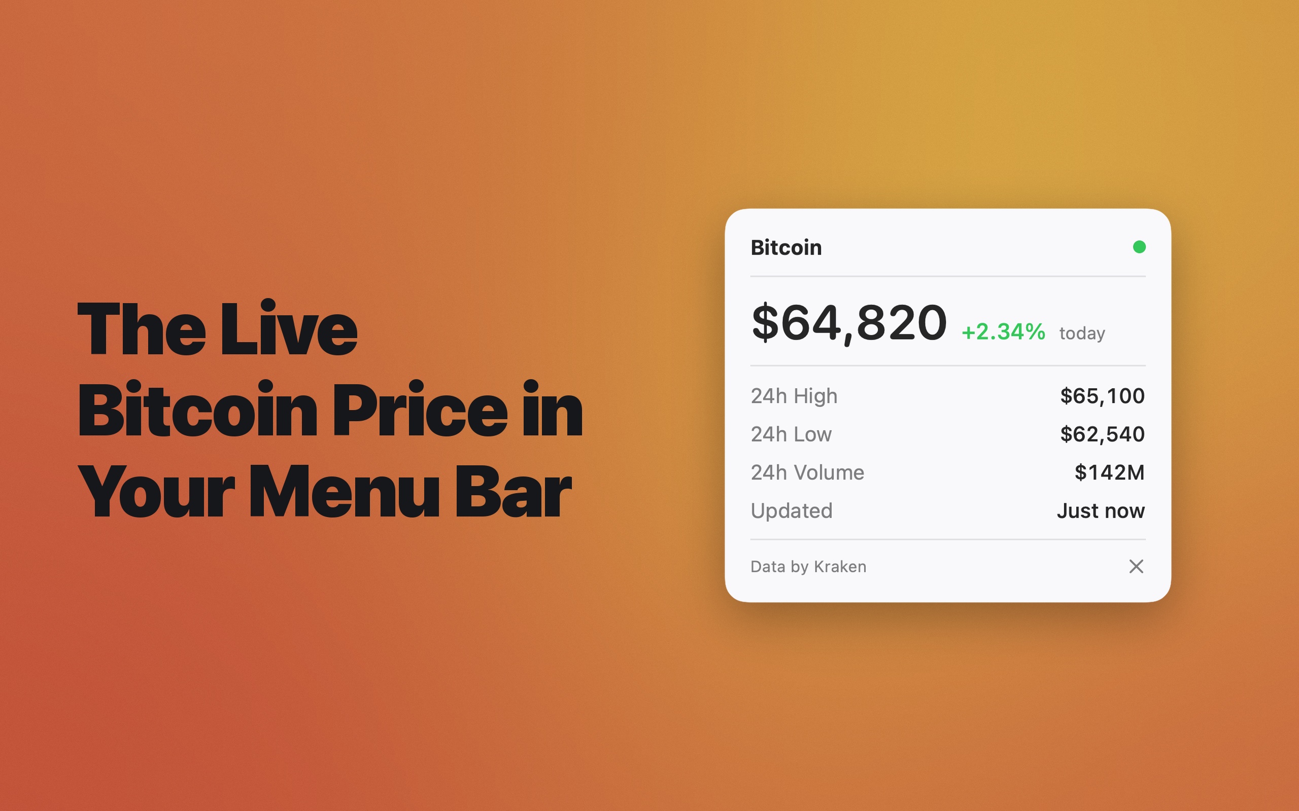 The live Bitcoin price in your Mac menu bar